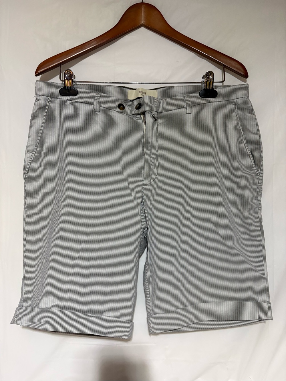 Briglia 1949 Men's Flat Front- made in Italy Light Gray Stripe